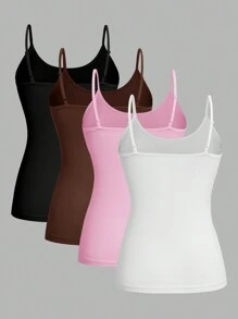 SHEIN EZwear 4 件套休闲简约百搭吊带背心，适合夏季女性