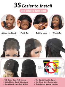 TrueHD 戴上不需膠水透氣空氣假髮 4/27亮點預剪裁高清蕾絲封閉假髮巴西直髮人髮假髮女士5x5封閉假髮 - SP4/27 - 查看 10