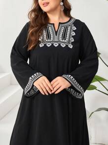 Al Najma 加大號繡花露肩連身裙 - 黑色 - 查看 1