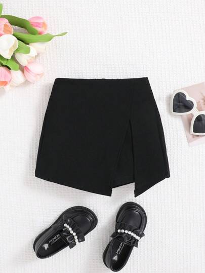 SHEIN 青少女針織純色短裙褲，適用於日常穿著、街頭風格、春夏季