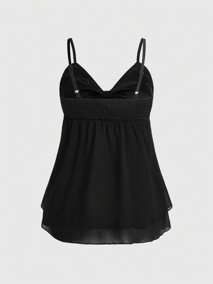 Our J-Fashion Himekaji Solid Bow Front Cami Top is such a vibe - ROMWE