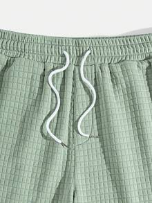 Quần short cạp rút dây thường ngày cho nam có chi tiết thêu, mùa xuân và mùa hè - màu xanh lá - Xem 5