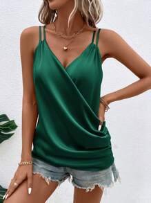 SHEIN Clasi Solid Cami Top - Dark Green - View 4