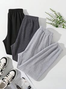 INAWLY 3pcs Elastic Waist Letter Printed Casual Jogger Pants Graduation,Back To School Outfits,Graduation,Teacher Outfits For Women,Back To School