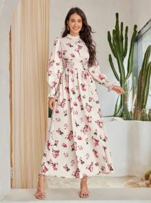 Modelyn 女式花卉印花衬衫裙，前系带 - 彩色 - 查看 4