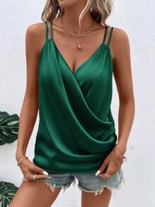 SHEIN Clasi Solid Cami Top - Dark Green - View 6