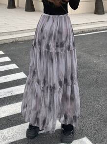 DAZY 女士扎染不对称下摆半身裙 - 彩色 - 查看 5