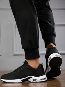 Men's Sport Shoes, Casual, Comfortable, Walking Shoes With Shock Absorbing, Air Cushion, Fashionable Lace-Up Men's Shoes - Black - View 4