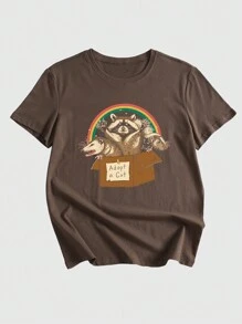 Vincenttrinidadart Animal Graphic Tee, School - Coffee Brown - View 1