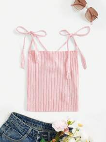 SHEIN Unity Top De Cami De Malha De Costela De Cor Sólida Para Senhoras - Baby Rosa - Ver 1