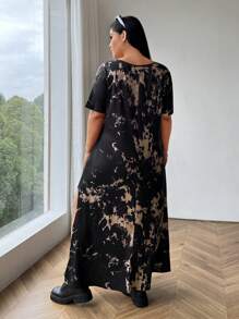 Flirla Đầm Maxi thường ngày in chữ và cánh nhuộm loang cỡ lớn cho nữ - Nhiều màu - Xem 2
