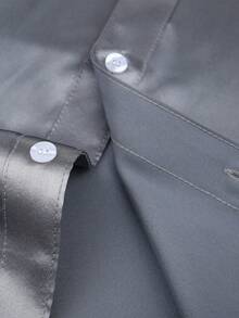 Men's Fashion Satin Party Shirt, Spring/Autumn - Silver - View 5