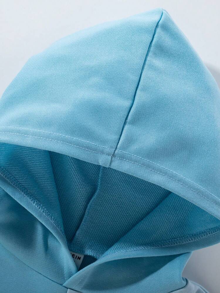 2pcs/Set Young Boy Casual Hoodie With Color Block & Elastic Cuff Sweatpants, Thermal Lined , Thickened