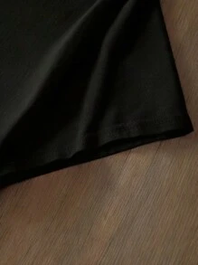 Maweii Kích thước lớn Gợi cảm Hình môi Ngắn tay Áo thun Và Bộ quần short - màu đen - Xem 5