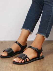 European And American Style Plus Size Women's Flat Sandals For Summer Beach - Black - View 7