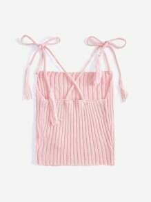 SHEIN Unity Top De Cami De Malha De Costela De Cor Sólida Para Senhoras - Baby Rosa - Ver 2
