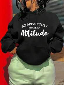 INAWLY Letter Print Fleece Hoodie Graduation,Back To School Outfits,Graduation,Teacher Outfits For Women,Back To School Pullover Fall Outfit - Black - View 1