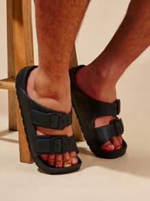 新款夏季男女通用防水海灘拖鞋,設有扣環設計,適用於戶外沙灘鞋 - 黑色 - 查看 4