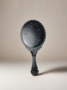 ROMWE Goth 1 Pieza Espejo De Mano Redondo Vintage Para Maquillaje - Negro - Ver 1