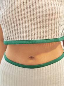 Soleia Women's Color Block Crop Top & Mermaid Hem Skirt Set With Embellishments - White - View 6