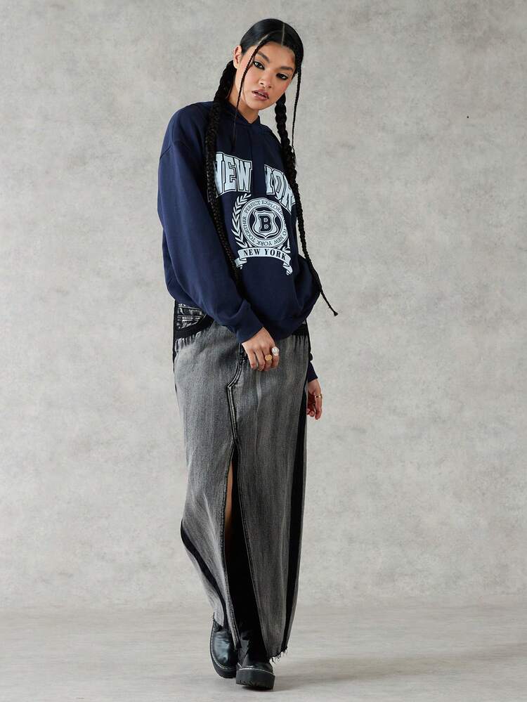 Letter Print Drop Shoulder Hoodie For Casual Wear