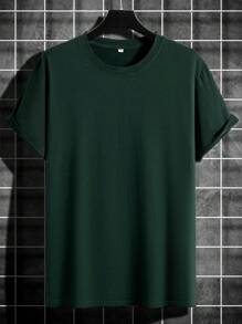 Manfinity Homme Camiseta De Manga Corta Para Hombre Con Cuello Redondo Y Color Sólido