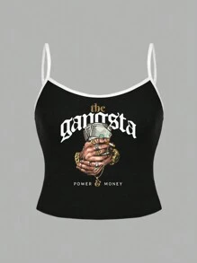 Slaydiva 休闲女士短款现金抓握性感吊带背心，适合夏季 - 黑色 - 查看 5