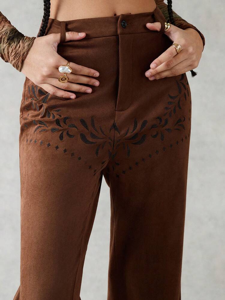 Women's Positioning Embroidery Flared Pants