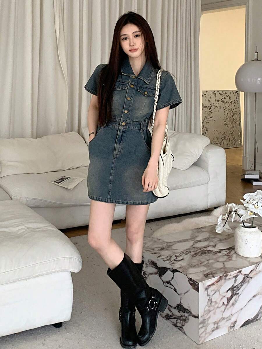 DAZY 女士牛仔短裙太阳裙