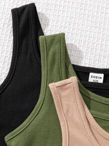 SHEIN 6pcs Knitted Solid Crop Top And Shorts Set For Tween Girls - Multicolor - View 6