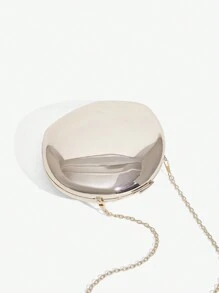 SHEIN SXY Women's Fashionable Metal Clutch Shoulder Bag, Ideal For Cocktail, Club, Date, Evening, Date Night, Tready Bride Bag, Prom Tready Bride Bag, Perfect For Party, Wedding, Prom, Dinner/Banquet, Matching With Wedding Dress, Formal Dresses, Prom Dress, Birthday Dress, Party Dress, Perfectly Matching With New Years Outfit Valentines - Gold - View 4