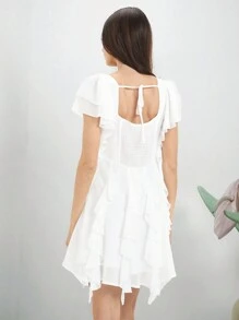 Enchnt Summer Women's Ruffle Off Shoulder Dress - White - View 3