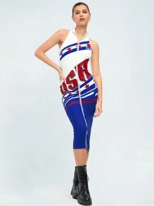 Forever 21 紀念日印花街頭風格拉鍊無袖連身裙 - 白色 - 查看 4