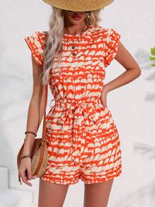 Breezaya Women's Random Printed Ruffle Hem Jumpsuit - Multicolor - View 1