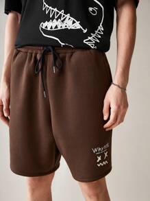 Manfinity RebelGame Conjunto De Camiseta Y Pantalones Cortos De Punto De Ocio Con Estampado De Dinosaurio Para Hombre
