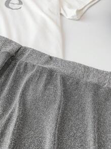 EMERY ROSE Plus Size Letter Printed Short Sleeve Top And Skirt Set