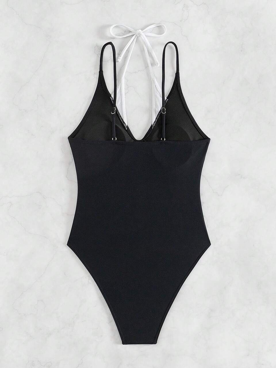 Women's 2 In 1 Colorblock High Cut One-Piece Swimsuit Summer