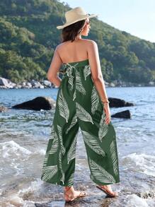 SHEIN VCAY Kích thước lớn Của phụ nữ Lông vũ In Quây Áo liền quần Đối với Kỳ nghỉ , NỮ Bãi biển mùa hè Áo liền quần - màu xanh lá - Xem 2