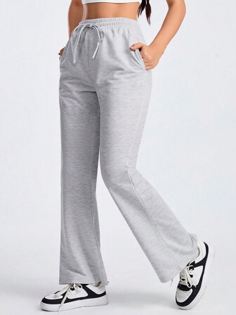 Street Sport Pantalones Jogger De Cintura Para Mujeres Con Cordón Ajustable Y Bolsillos