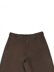 Calvornis Men's Plain Suit Trousers With Pockets - Coffee Brown - View 6