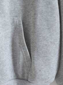 INAWLY 大码连帽卫衣，字母印花，拉链前襟，抽绳设计，适合毕业季、返校季、教师节等场合，秋冬季节必备。 - 灰色 - 查看 3