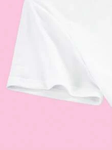 SHEIN EZwear Ladies' Lemon Print Short Sleeve T-Shirt - White - View 4