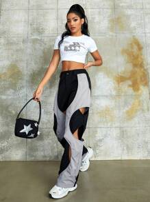 Rave Two Tone Cut Out Cargo Pants