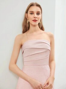 MOTF PREMIUM 有質感網紗邊褶皺管身裙 - 粉色 - 查看 6