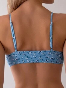 Swim Mod Ditsy Floral Two-Piece Bikini Set, Bikini Swimwear Bathing Suit Beach Outfit Summer Vacation,Summer Beach - Blue - View 2