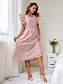 SHEIN Privé Mommy And Me Mother & Daughter Matching Ruffle Trim Backless Spaghetti Strap Dress  Mother's Day Clothing - Pink - View 4