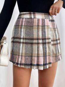 SHEIN Privé Của phụ nữ Hoa văn kẻ sọc Xếp li Váy quần - Hồng - Xem 3