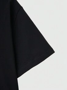 Elizabeth Graham Letter Frog Graphic Crop Tee, School - Black - View 4