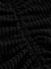 SHEIN EZwear 新年休闲黑色罗纹露肩针织两件套女士套装 - 黑色 - 查看 4