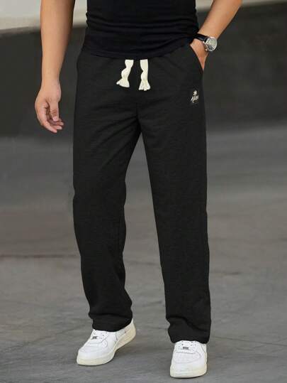 Manfinity Homme Pantalon De Survêtement Pour Hommes À Coupe Ample Avec Patch Et Détail De Taille À Cordon